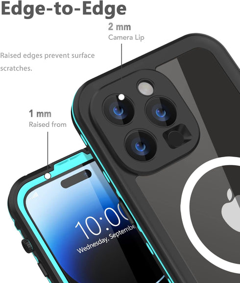 Design for iPhone 14 Pro Waterproof Case,Phone Case for iPhone 14 Pro with Screen Protector,Protective Case for iPhone 14 Pro 6.1''(Turquoise)...