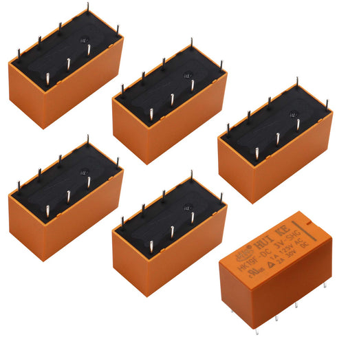 Tnisesm/6pcs Coil DPDT PCB Power Relay DC 3V 8 Pins Mini Power Relay PCB Relay HK19F-8P-3V...