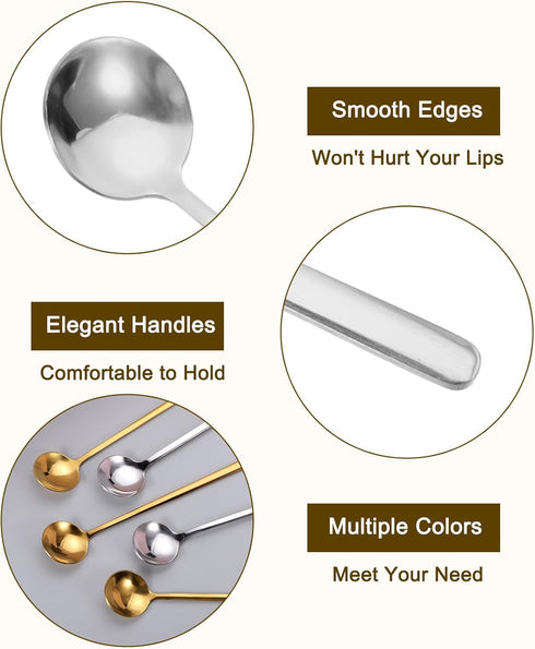 uxcell 8Pcs Stainless Steel Long Handle Teaspoon 7 Inch Coffee Spoon Ice Cream Spoon Espresso Spoons for Cocktail Stirring Mixing Drink, Silver...