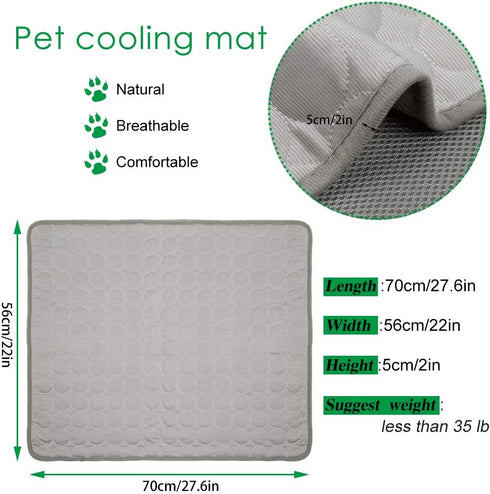 VeMee Cooling Mat Pad for Dogs Cats Ice Silk Mat Cooling Blanket Cushion for Kennel/Sofa/Bed/Floor/Car Seats Cooling (L: 28 x 22 inches, Grey)...