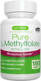 Pure Folate 400mcg, Optimized Methylfolate, Clean Label, 180 Small Tablets, Lab Verified, Vegan & Hypoallergenic, Supplement for Men & Women, Preg...