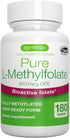 Pure Folate 400mcg, Optimized Methylfolate, Clean Label, 180 Small Tablets, Lab Verified, Vegan & Hypoallergenic, Supplement for Men & Women, Preg...