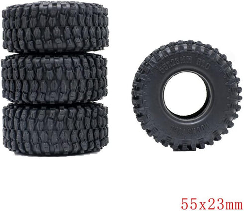4 pcs 1.0 Tires Rubber Crawler Tires with Foam 55 * 23mm for 1/24 RC Crawler Car Axial SCX24 90081 AXI00001 AXI00002 Upgrade Tyres?Black...