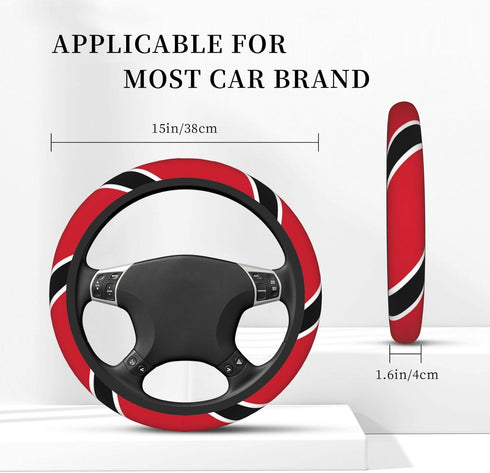 Trinidad and Tobago Flag Steering Wheel Covers,Anti Slip Sweat Absorption Elasticity Car Accessories Steering Wheel Protector Universal 15 Inch fo...