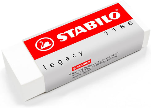 STABILO Coloured Pencil for Almost All Surfaces All - Pack of 2 - Black & White + Legacy Eraser...