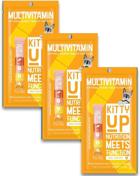 Lickable Cat Treat Pouches for Indoor Cats - All Natural Chicken Puree Tube Treats - Kitten and Senior Soft Wet Cat Food - Grain Free, Lysine, Tau...