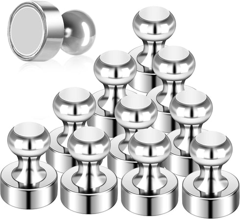 12Pack Fridge Magnets for Whiteboard Strong Refrigerator Magnets for Adult Small Push Pin Magnets for White Board Refrigerator Map Classroom Offic...