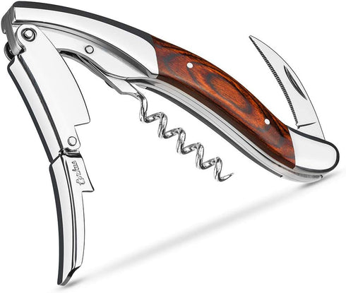 CORKAS Extravagant Professional Wine Key for Executive Waiter, Heavy Double Hinged Fulcrum Corkscrew Wine Opener with Premium Rosewood Handle and ...