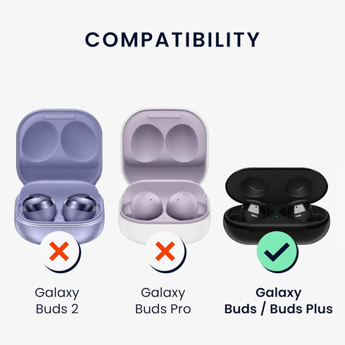 kwmobile Straps Compatible with Samsung Galaxy Buds/Buds Plus - 2X Silicone Holder for Wireless Earphones - Black/Red...