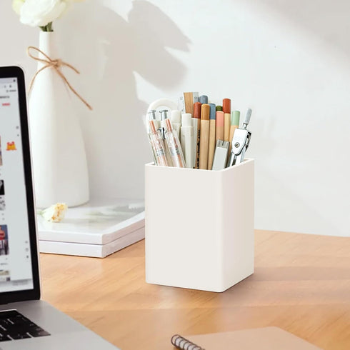 Pen Holder for Desk,Nordic Elegance Square Silicone Pencil Holder Soft Minimalist Desk Pen Cup Stand Waterproof Multifunctional Office Supplies fo...