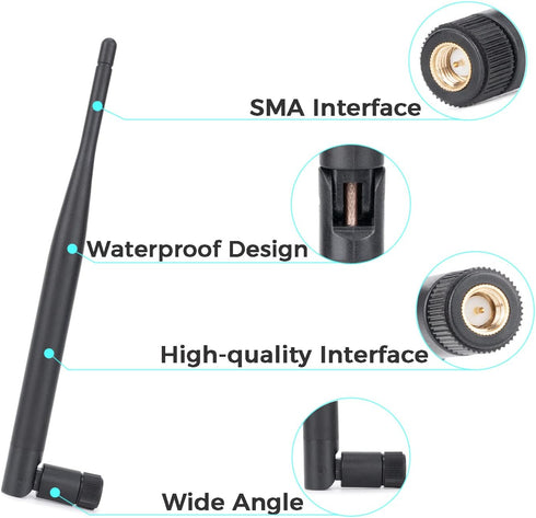 Fosi Audio Bluetooth Antenna WiFi SMA Male PC 2.4GHz 6dBi Single Band Boost Bluetooth Audio Range for Home Office Wireless Network Router IP Camer...