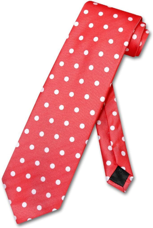 Vesuvio Napoli NeckTie RED w/WHITE Polka Dots Design Men's Neck Tie...