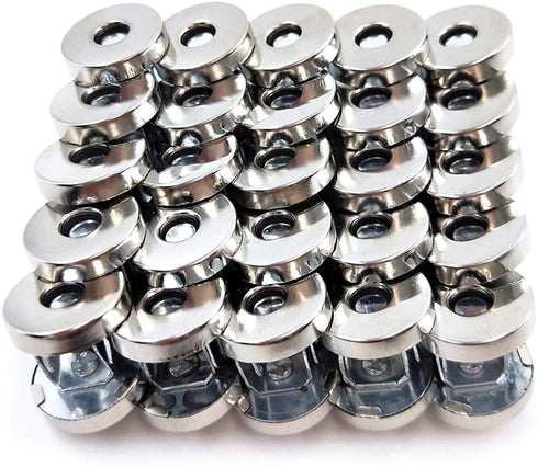 50 Sets Silver Tone Magnetic Purse Snap Clasps Button/Great for Closure Purse Handbag Clothes Sewing Craft No Tools Required 14mm...