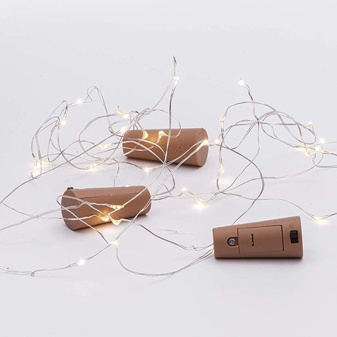 Sterno Home GL42588 LED Cork Wine Bottle Fairy String Lights, 10-Pack, Silver Wire...