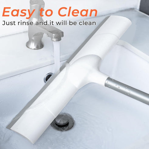 Floor Squeegee 50" Long Handle Rubber Squeegee Broom for Garage Concrete Shower Tile Pet Hair Deck heavy duty Floor Wiper Water Squeegee...