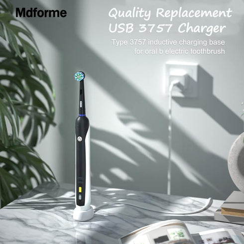 USB Electric Toothbrush Charger for Braun Oral B 3757 Charger, Replacement USB 3757 Charger for Oral-B, Waterproof Inductive Charging Base Portabl...