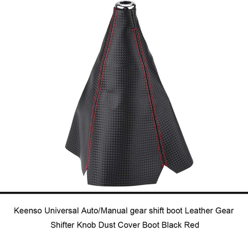 Auto/Manual Gaiter Boot Cover Gear Shift Knob Cover, Universal PU Leather Gear Shifter Knob Dust Cover Boot Gear Gaiter Cover Black Bright Red Sti...