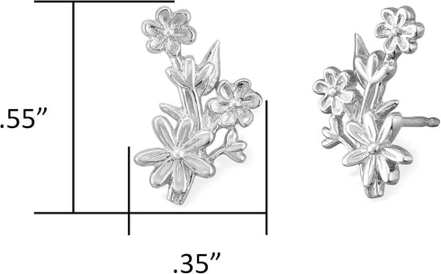 Boma Jewelry Sterling Silver Flower Bouquet Crawler Stud Earrings...