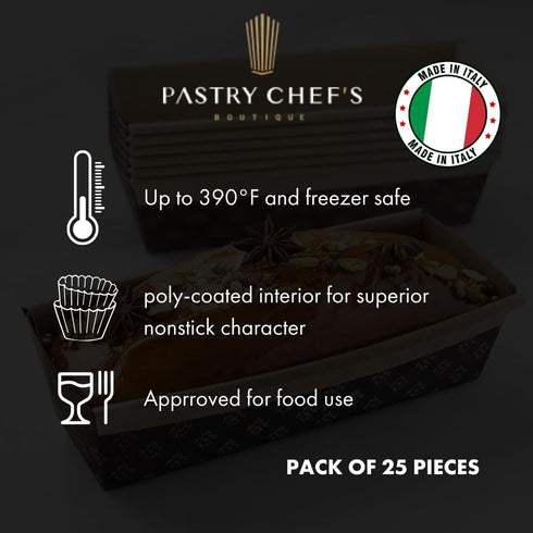 Pastry Chef's Boutique Disposable Rectangular Paper Loaf Pan Molds, All Natural Made, Recyclable, Microwave and Oven Safe, Small Display Cake Mold...