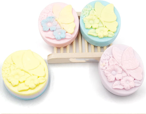 EchoDone 4 Cavities Oval Butterfly Flower Silicone Soap Mold DIY Handmade Silicone Molds for Soap Candle Bath Bomb Lotion Bar Cold Process Making ...