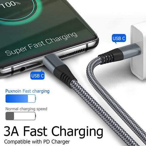 Puxnoin USB C to USB C Cable 6ft 60w, 3Pack USB C Cable, PD Type C Charging Cable Fast Charging Compatible with iPhone 15, MacBook Pro, iPad Pro, ...