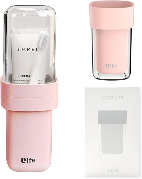 Portable Travel Toothbrush Case, Covered Toothbrush Cup Holders, Toothbrush and Toothpaste Travel Case, Toothbrush Storage Organizer Container for...