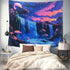 Algasan Blacklight Mushroom Waterfall Tapestry Black Light Nature Tapestry Landscape Tapestry Forest Starry Night Fantasy Wall Hanging Tapestries ...