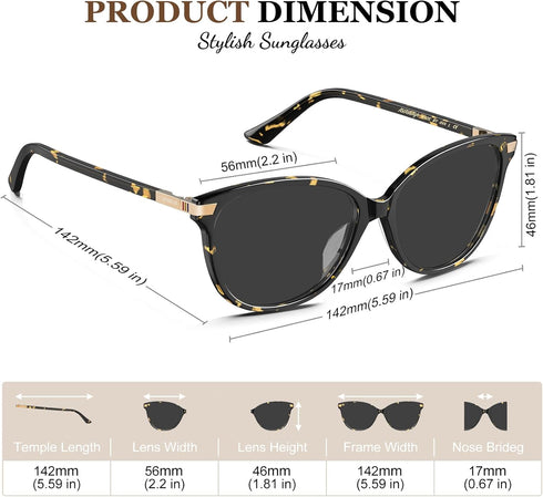 AVAWAY Cat Eye Polarized Sunglasses for Women - Stylish Acetate Frame UV400 Protection for Driving Travel Summer Outings...