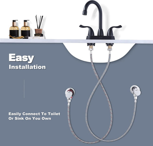 ARCORA 30” Length Faucet Hose Connects Bathroom Kitchen Sink to Water Supply Braided Nylon Supply Line with 3/8" Female Compression Thread x 1/2" ...
