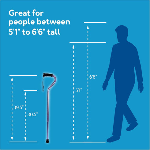 Carex Health Brands Ergo Offset Cane with Soft Cushioned Handle - Adjustable Walking Cane, Blue, 29-38 Inch (Pack of 1)...