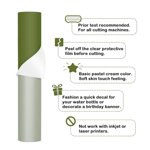 TECKWRAP 001 Vinyl Matte Permanent Adhesive Vinyl for Craft Decal Projects 12" x 10ft, Matte Olive Green...