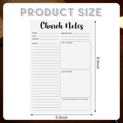Church Notes Notebook 5.5 x 8.5 Inch Tear Away Sermon Note Journal Christian Sticky Note Pads Self Adhesive Religious Sticky Notepads Church Note ...