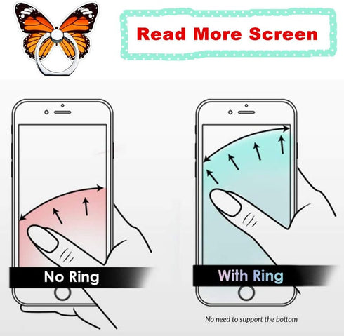 Butterfly Phone Ring Stand Holder, 360 Rotation Finger Ring Grip Stand for Cell Phones, Smartphones and Tablets...