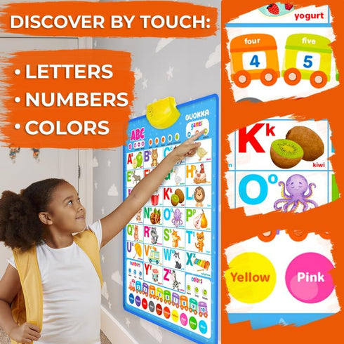 QUOKKA Educational Toys for Kids 5-7 Year Old - Vertical ABC Learning Wall Chart for Toddlers Age 3 4 6+ - Interactive Speech Therapy Poster Boy G...