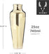 Viski Parisian Cocktail Shaker Set, 25 oz Gold Plated Stainless Steel Shaker With Strainer...