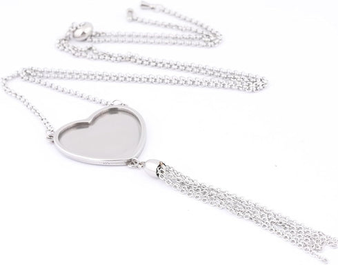 5pcs Tassel Chain Necklace Base Blanks Stainless Steel 25mm Heart Cabochon Pendant Bezel Setting Trays DIY Jewelry Making Supplies...