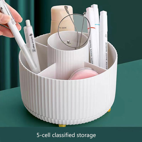 Desk Pencil Pen Holder, 360° Rotating Pencil Pen Organizers for Desk, 5 Slots Desktop Spinning Stationery Supplies Organizer, Cute Pencil Cup Pot ...