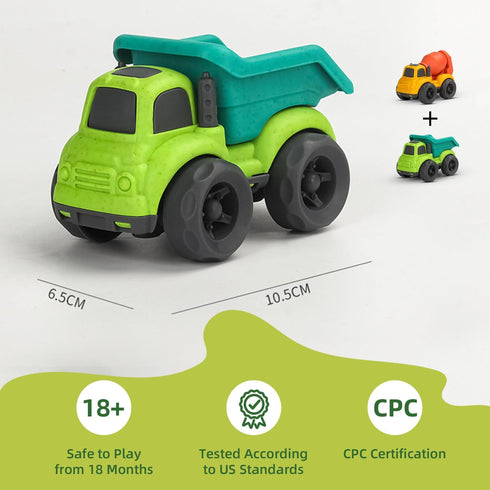 Dump Truck Toy, Sustainable Bio-Plastic Truck Children's Car Toy for 3 Years Old Indoor & Outdoor Sand Pit Sand Toy Dump Truck & Cement Mixer Vehi...