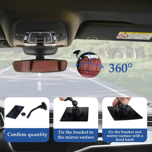 Rear View Mirror, Interior Rear View Mirror Extender, Convex Rear View Mirror with Suction Cup, Anti Glare 360 Degrees Adjustable Wide Angle HD Au...