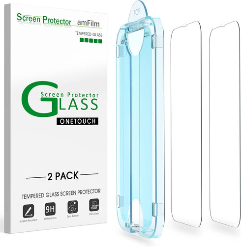 amFiIm Tempered Glass Screen Protector for iPhone 14 6.1"/iPhone 13/iPhone 13 Pro 6.1", Easy OneTouch Installation, Auto-alignment, Bubble Free Ca...