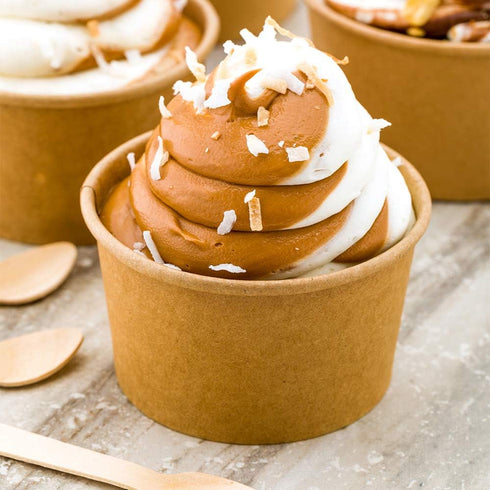 Coppetta 5-Ounce Dessert Cups, 50 Disposable Ice Cream Cups - Lids Sold Separately, Sturdy, Kraft Paper Frozen Yogurt Bowls, For Hot And Cold Food...