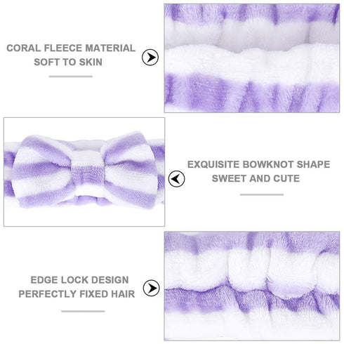 Spa Headband and Matching Wrist Bands for Washing Face, Fuzzy Skincare Bow Headbands, Soft Facial Makeup Head Bands, Shower Hair Sleepover Party S...