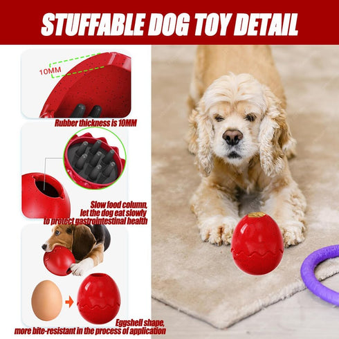 Stuffable Dog Toys,Durable Dog Chew Toy Interactive Slow Feeder Tough Puzzle Toys,Natural Rubber Treat Dispensing Dog Toys for Aggressive Chewers ...