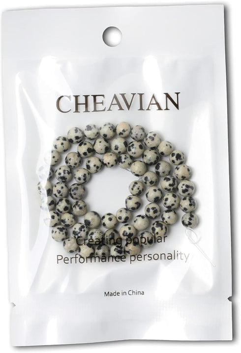 60PCS 6mm Natural Dalmatian Stone Round Loose Beads for Jewelry Making DIY Findings 1 Strand 15"...