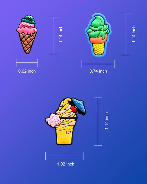 25Pcs Ice Cream Charms for Clog Shoes Decoration, Sweets Food Charms Accessories for Adult...