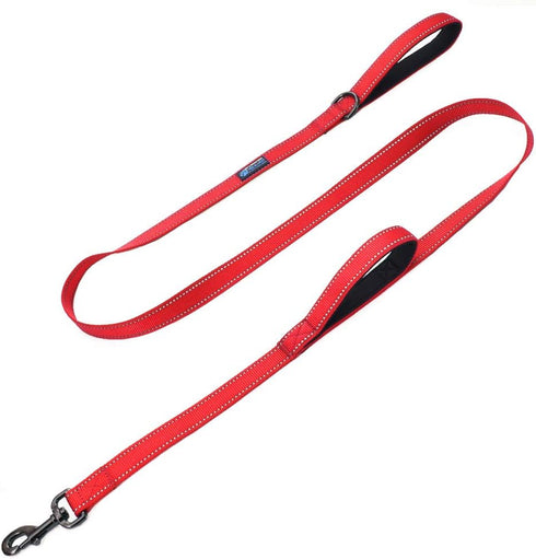 Max and Neo Double Handle Traffic Dog Leash Reflective - We Donate a Leash to a Dog Rescue for Every Leash Sold (RED, 4 FT)...