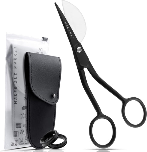Applique Pelican Duckbill Blade 5.8 Inch - Double Bent Curved Offset Handle Scissors with Pouch Sleeve for Embroidery, Fabric, Thread, Knitting, S...