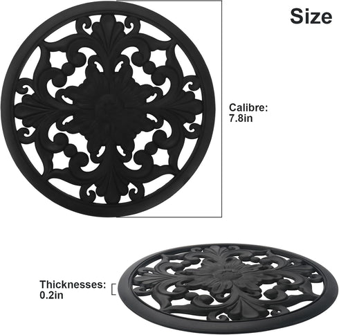 Set of 3 Silicone Trivet Mat Thick Round Trivet Set Non Slip Heat Resistant Modern Carved Trivet Kitchen Decor and Accessories for Hot Dishes, Pot...