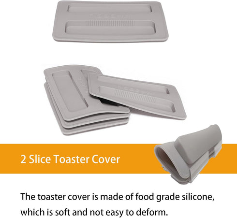 2 Pack Toaster Cover 2 Slice Toaster Cover Silicone Toaster Lid Bread Machine Cover Bread Maker Accessories (Grey)...