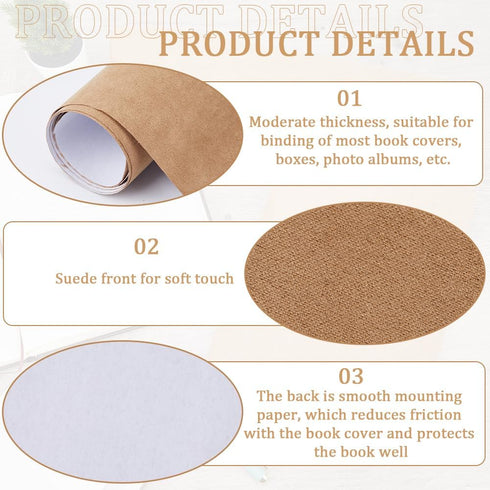 CRASPIRE 51 x 11.8inch Suede Book Cloth for Book Binding Fabric Surface Paper Backed Book Cover Books Album Scrapbooking Archival Covering Protect...